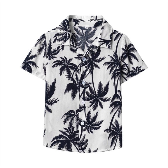 Boys 𝐇awaiian Shirt Kids Short Sleeve 𝐁utton Down Beach Shirt Toddler Baby Tropical 𝐀loha Shirt Top Summer Clothes