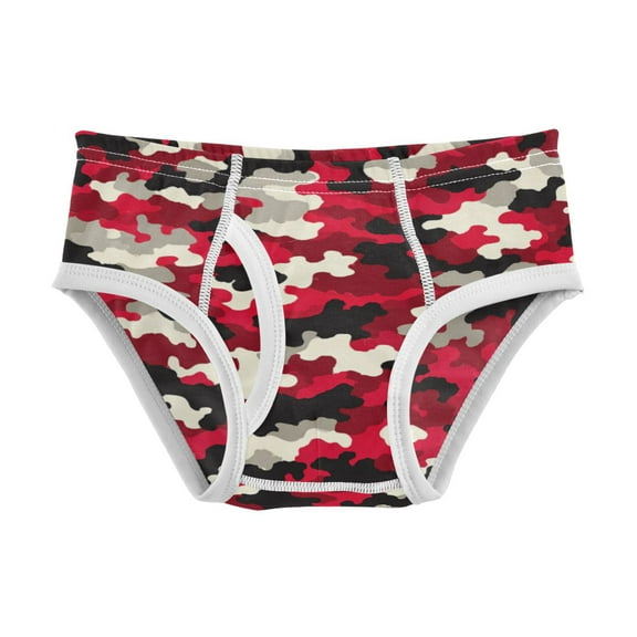 Boys cotton triangle briefs safety standard comfortable and breathable children's underwear Burgundy Camouflage Pattern