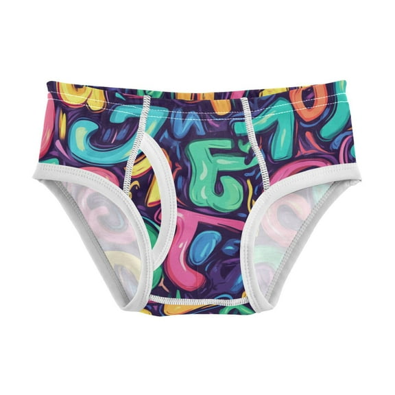 Boys cotton triangle briefs, safety standard, comfortable and breathable, children's underwear. Colorful Numbers Alphabet
