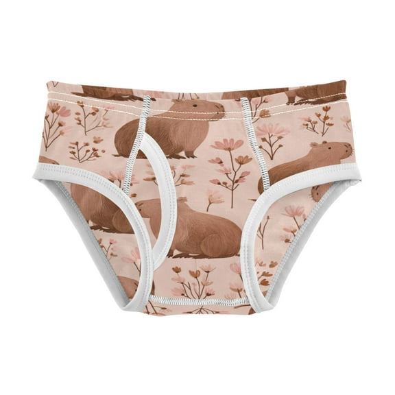 Boys cotton triangle briefs safety standard comfortable and breathable children's underwear Cute Brown Capybara Pattern