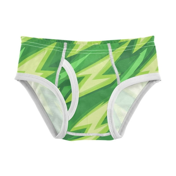 Boys cotton triangle briefs, safety standard, comfortable and breathable, children's underwear. Green Lightning Pattern