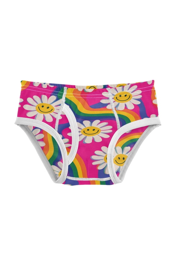 Boys cotton triangle briefs safety standard comfortable and breathable children's underwear Groovy Daisies with Smiley Faces