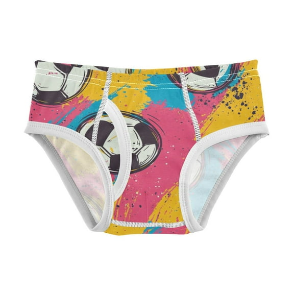 Boys cotton triangle briefs, safety standard, comfortable and breathable, children's underwear. Vibrant Football Pattern