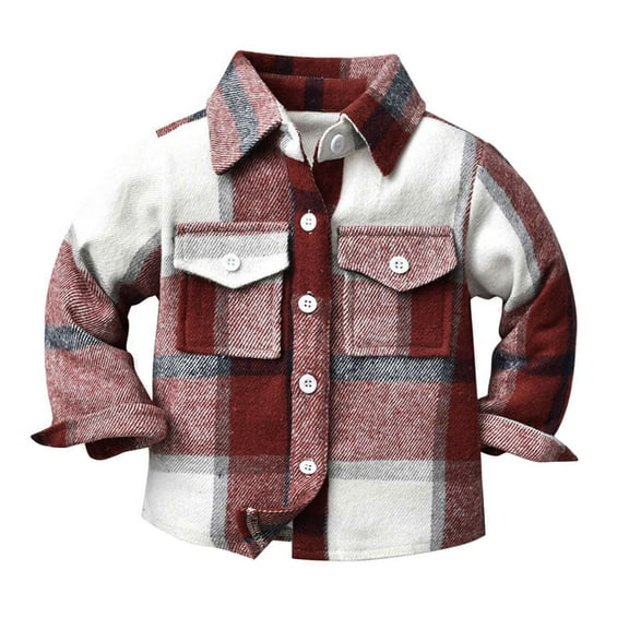 Boys' flannel Shirt Jacket Red 70