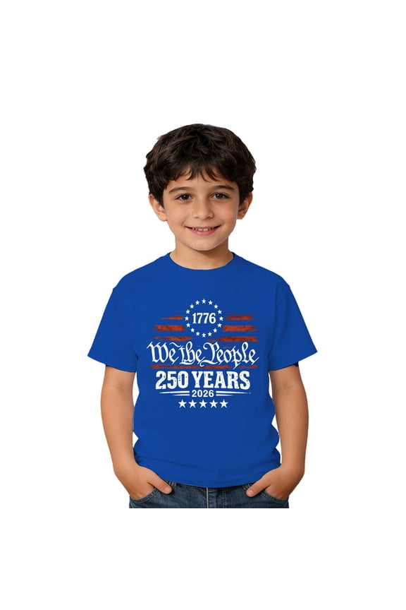 Boys girls Patriotic T-Shirt 250 Years of American Freedom 1776-2026 Graphic Tee 4th of July USA Map Flag Kids Short Sleeve Top