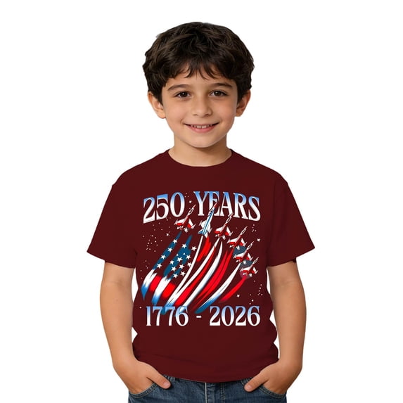 Boys girls Patriotic T-Shirt 250 Years of American Freedom 1776-2026 ...
