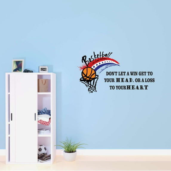 Boys Don't let a win get to your head Motivational Sports Wall Decal Decoration Basketball Championships Motivational Quote Lasts Years and Easily Removable - Size: 10 In(W) x 5 In(H)