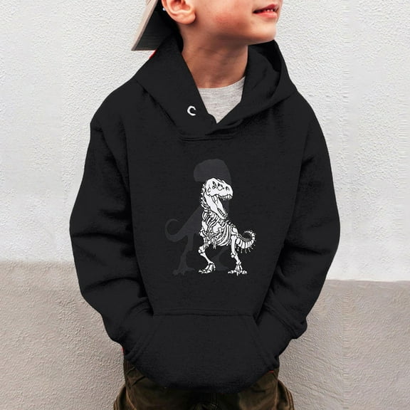 Boys Custom Sweatshirt Fall Winter Hoodies Basic Hooded Drawstring Sweatshirt Cute Pattern Print