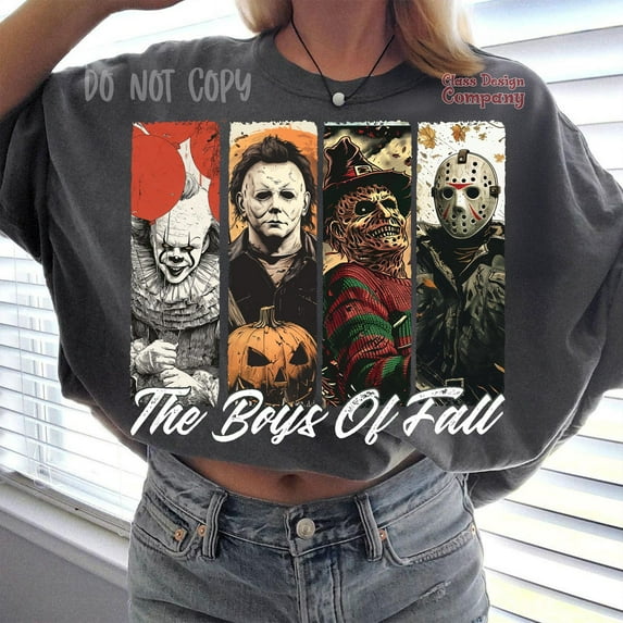 Boys of Fall Horror tshirt, Halloween Sublimation tshirt, Scary Movie Characters, Vintage Fall Art tshirt