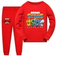 thumbnail image 1 of Boys' pajamas set, wilderness brawl, children's and girls' movies, TV games, cartoon round neck long sleeved pants pajamas set, casual home suit set, suitable for children aged 6-13, 1 of 4