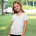 thumbnail image 1 of Boys's T-Shirts Casual Solid V Neck Short Sleeve T Shirt Top Color White Size 13-14 Years, 1 of 5