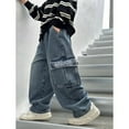 thumbnail image 1 of Boys straight leg jeans,Boy's Baggy Jean Elastic Waist Pull On Denim Pant Classic Straight Wide Leg Jeans for Kid,Jeans Baggy Straight Leg Elastic Waist Loose Denim Pants with Pockets age:8-9 Years, 1 of 7