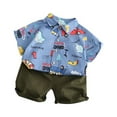 thumbnail image 1 of Boys' summer suit, car dinosaur shirt, short sleeved children's summer westernized casual wear, new baby set, 1 of 4