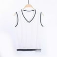 thumbnail image 1 of Boys'sweaters Preppy Style Kids Boys and Girls Solid V Neck Sleeveless Knitted Pullover Sweater Vest Sweater for Girls White 3 Years-4 Years, 1 of 4