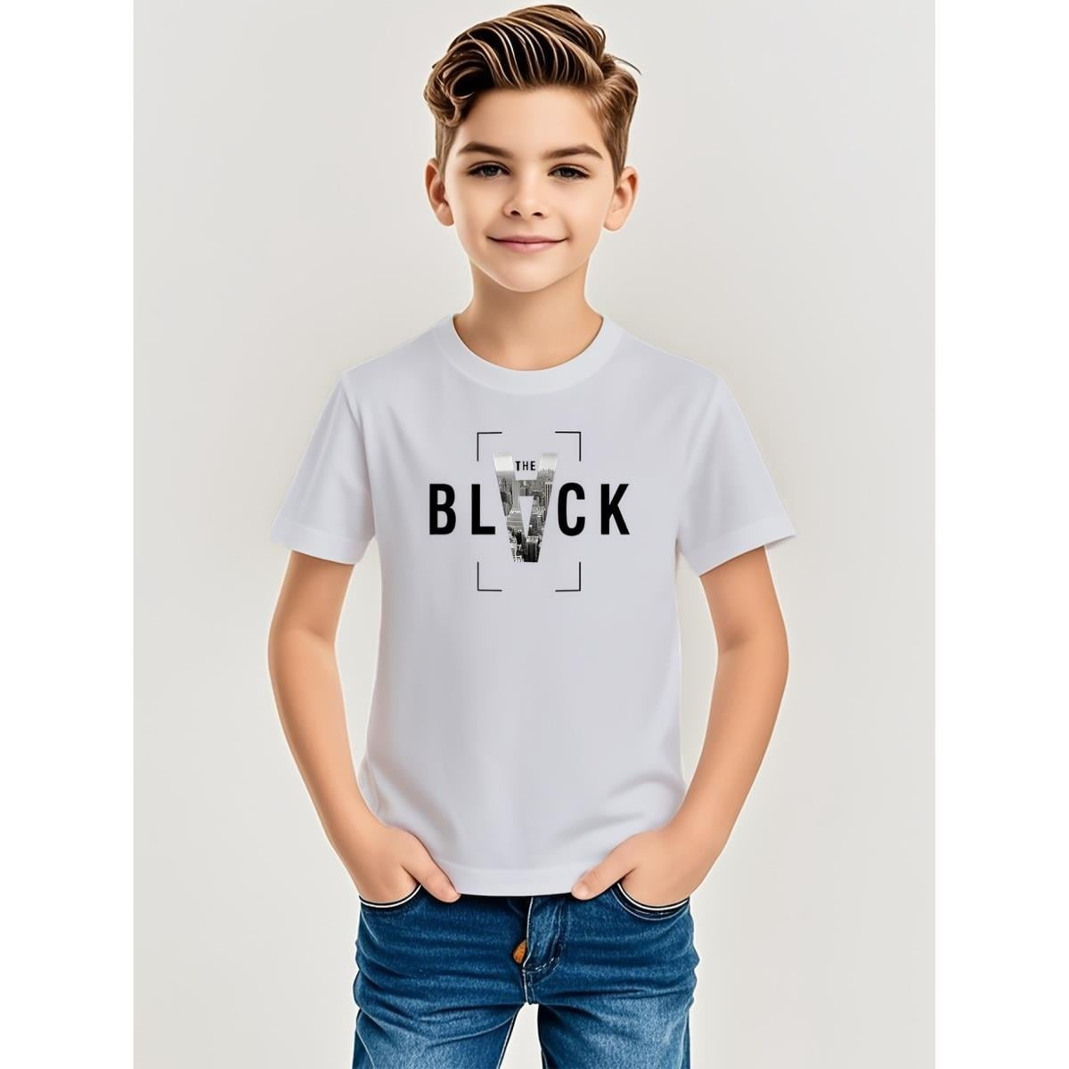 Boys #39 unique letter pattern printed casual T shirt short sleeved Boys #39 unique letter pattern printed casual T shirt short sleeved