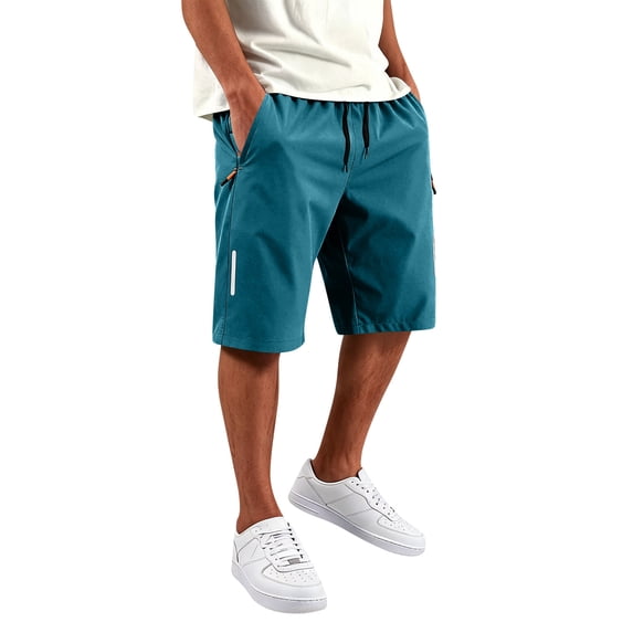 Boyscolos Athletic Shorts for Men Quick Dry Drawstring Breathable Biker Short Workout Summer Gym Pants with Zipper Pockets Turquoise XL