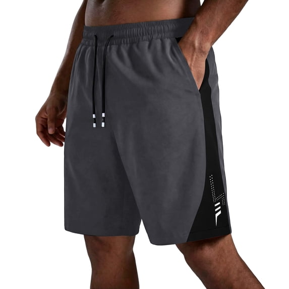 Boyscolos Athletic Shorts for Men Quick Dry Elastic Drawstring Bermuda Gym Shorts Hiking Summer Workout Pants with Pockets Gray S