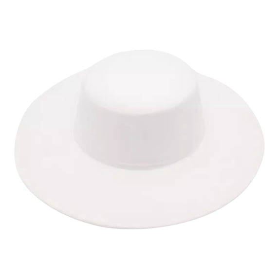 Boyscolos Fashion Classic Fedora Flat Hat, Elegant Wide Brim Jazz Hats Church Derby Cap for Women and Men Causal Wedding Wear White One Size