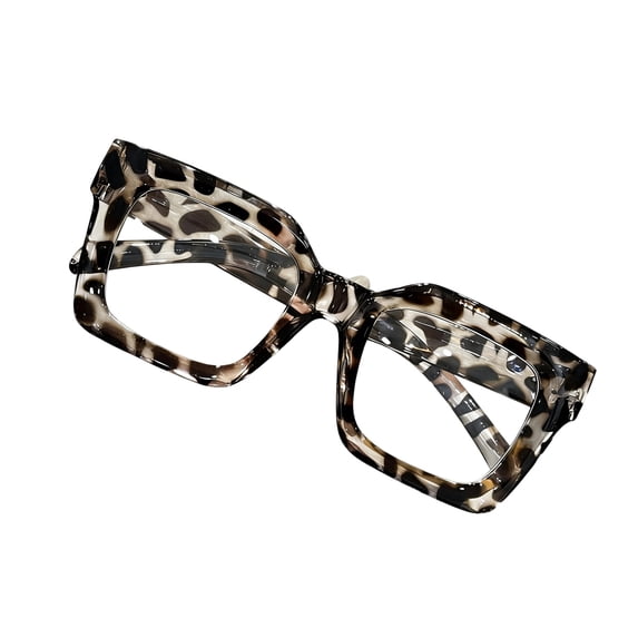 Boyscolos Fashion Square Glasses Set Full Rim PC Frame & Lens, Daily Wear Eyewear for Work and Casual Outfits Ideal for Students Leopard Print One Size