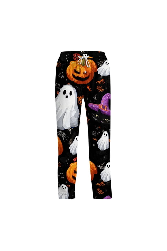 Halloween Pajama Pants Pumpkins Skeleton Print Pajama Bottoms Cute Soft Long Pjs Pants Lounge Drawstring Trousers Red S