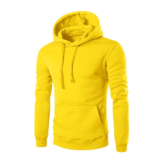 Boyscolos Hoodies for Men Pullover Sweatshirts Fall Outfits Outdoor Athletic Casual Slim Long Sleeve Tops with Pocket Yellow 2XL