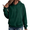 thumbnail image 1 of Boyscolos Hoodies for Women Fall Comfy Fleece Hooded Sweatshirt Lightweight Long Sleeve Pullover Casual Tops with Pocket Dark Green S, 1 of 3