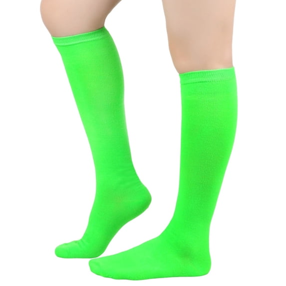 Boyscolos Knee High Socks for Women, Plain Color Calf Length Casual Cosplay Costume Socks, Soft Stretchy Solid Long Socks Green One Size