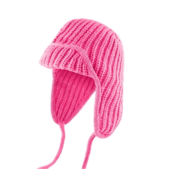 Boyscolos Knit Aviator Trapper Hat Ear Flap Hat for Women Winter Beanie Cap Hats Warm Slouchy Pilot Cap for Cold Weather Hot Pink One Size