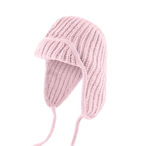 Boyscolos Knit Aviator Trapper Hat Ear Flap Hat for Women Winter Beanie Cap Hats Warm Slouchy Pilot Cap for Cold Weather Pink One Size