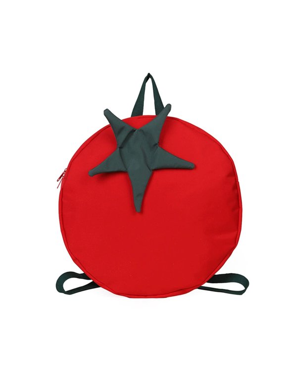 Lightweight Tomato-shaped Backpack with Zipper Closure and Adjustable Strap Cute Kawaii Fruit Backpack for Outdoor Travel as shown One Size