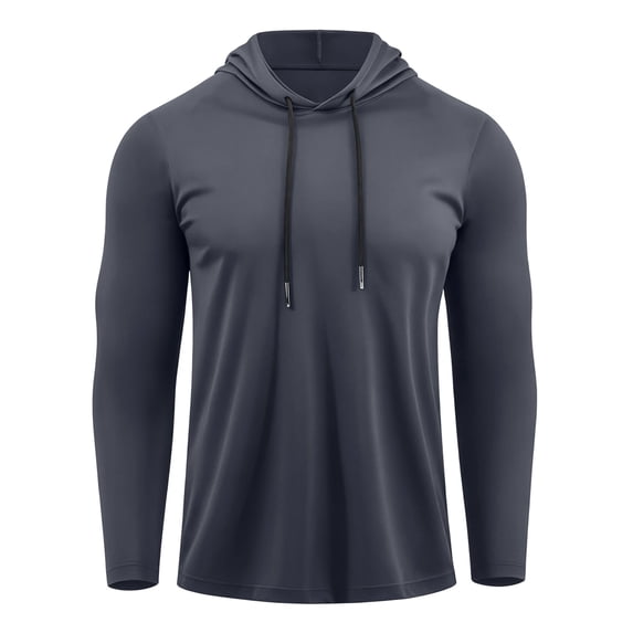 Boyscolos Men's Sun Protection Sweatshirt Quick Dry Long Sleeve Rash Guard Lightweight Drawstring Hoodie Shirt Fishing Running Gray 2XL