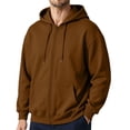 thumbnail image 1 of Boyscolos Men's Zip Up Hoodie Trendy Long Sleeve Slim Fit Sweatshirt Drawstring Gym Athletic Hooded Jacket with Pocket Brown L, 1 of 5