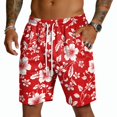 thumbnail image 1 of Boyscolos Mens Casual Shorts Hawaiian Print Drawstring Elastic Waist Short Pants Quick Dry Beach Shorts with Pockets White 2XL, 1 of 3