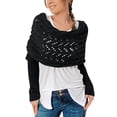 thumbnail image 1 of Boyscolos Multifunctional Scarf with Sleeves Knitted Cable Wrap Sweater Scarf Crochet Shrugs for Women Cozy Sleeve Wrap Shawl Black One Size, 1 of 3