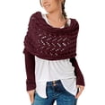 thumbnail image 1 of Boyscolos Multifunctional Scarf with Sleeves Knitted Cable Wrap Sweater Scarf Crochet Shrugs for Women Cozy Sleeve Wrap Shawl Wine One Size, 1 of 3