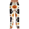 thumbnail image 1 of Boyscolos Orange Halloween Pajama Pumpkin Flannel Pants For Men With Pockets Plus Size Pyjama Pants with pockets for Drawstring Yellow XL, 1 of 6