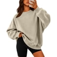thumbnail image 1 of Boyscolos Oversized Sweatshirt for Women Crewneck Fleece Long Sleeve Pullover Hoodies Tops Fall Fashion Outfits Clothes Beige XL, 1 of 5