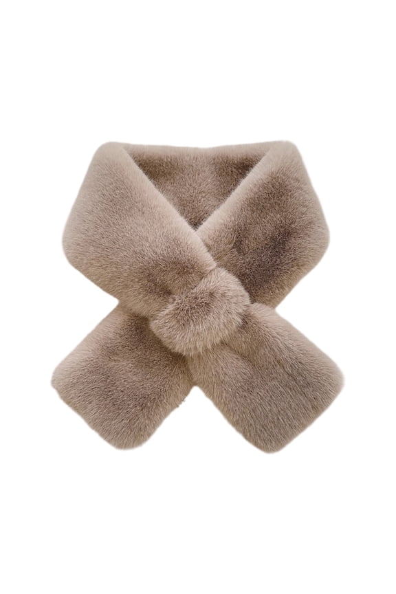 Plush Scarf Fluffy Faux Fur Collar Scarf Wearable Blanket Women Warm Thickened Soft Autumn And Winter Cross Neck Khaki One Size