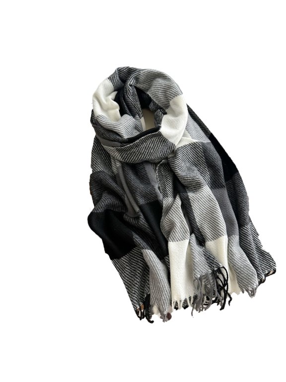 Scarf for Women Winter Women's Scarf Warm Loose-Fitting Fashion Fall Blanket Shawl Long Checkered Plaid Scarves Black One Size