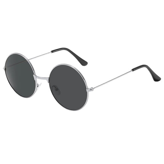 Boyscolos Small Round Polarized Sunglasses for Men Women Hippie Classic Vintage Circle Metal Frame Sun Glasses Silver One Size