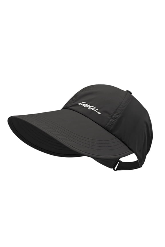 Sun Protection Baseball Hat for Men and Women, Lightweight Wide-Brimmed Outdoor Caps, Adjustable Velcro Closure Black One Size
