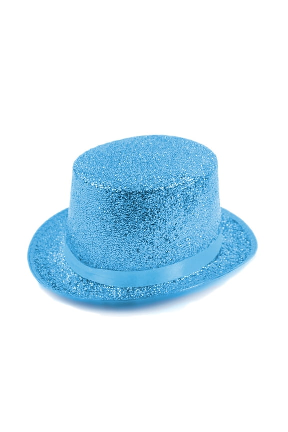 Top Hat Costume Shiny Sequin Magician Victorian Hat Dress Up Bowler Cosplay Costume Top Hats for Men Women for Masquerade Sky Blue One Size