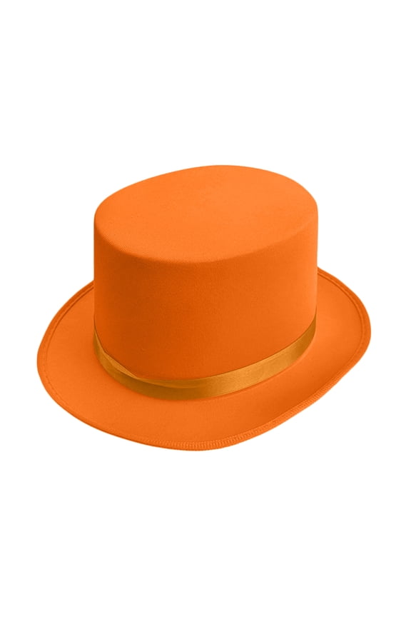 Top Hat for Men Women Adult, Magician Victorian Pilgrim Theatrical Clown Bowler Tailcoat, Cosplay Costume Orange One Size