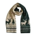 thumbnail image 1 of Boyscolos Winter Knitted Scarf For Women Reversible Christmas Scarf Fair Isle Snowflake Reindeer Soft Warm Long Scarves Green One Size, 1 of 2