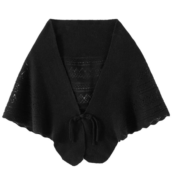 Boyscolos Women Shawls Knit Hollow Scarf Warm Shoulder Cape Warps Evening Dresses Cardigan Irregular Shape Fall Winter Black One Size