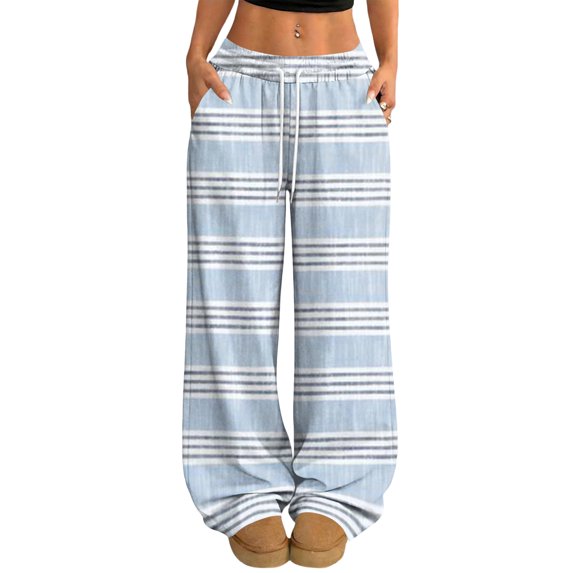 Boyscolos Women Sweatpants Casual Loose Lounge Drawstring Elastic Waist Straight Leg Palazzo Pants Boho Clothing with Pockets