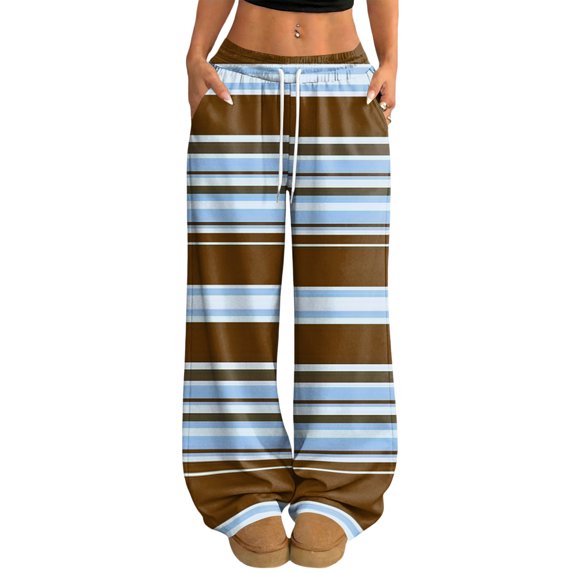 Boyscolos Women Sweatpants Casual Loose Lounge Drawstring Elastic Waist Straight Leg Palazzo Pants Boho Clothing with Pockets