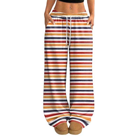 Boyscolos Women Sweatpants Casual Loose Lounge Drawstring Elastic Waist Straight Leg Palazzo Pants Boho Clothing with Pockets