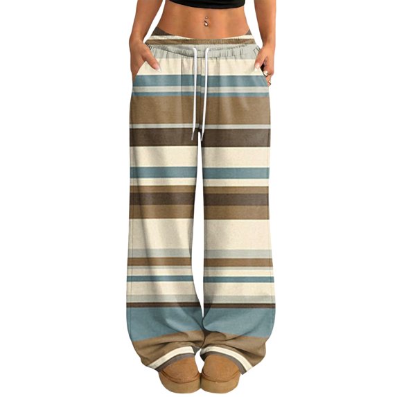 Boyscolos Women Sweatpants Casual Loose Lounge Drawstring Elastic Waist Straight Leg Palazzo Pants Boho Clothing with Pockets