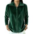 thumbnail image 1 of Boyscolos Women's Lightweight Sweatshirts Full Zip Polar Casual Coats Long Sleeve fuzzy Jacket Outdoor Recreation Coat Dark Green 2XL, 1 of 4